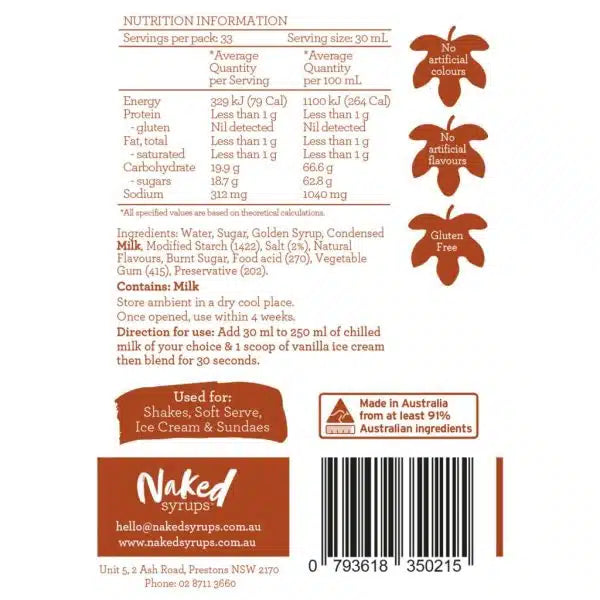 Naked Syrups Salty Caramel Sauce 1L