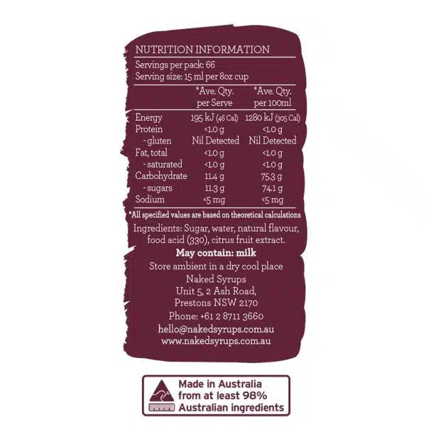 Naked Syrups Hazelnut Syrup 1L