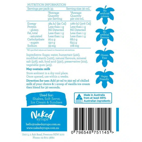 Naked Syrups White Chocolate Sauce 1L