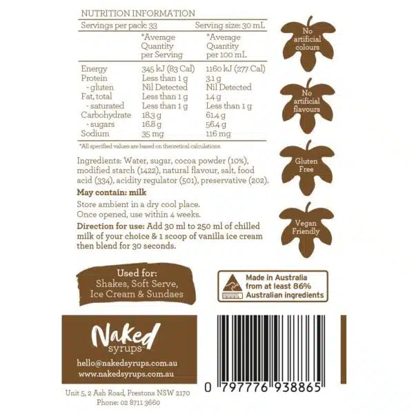 Naked Syrups Chocolate Sauce 1L