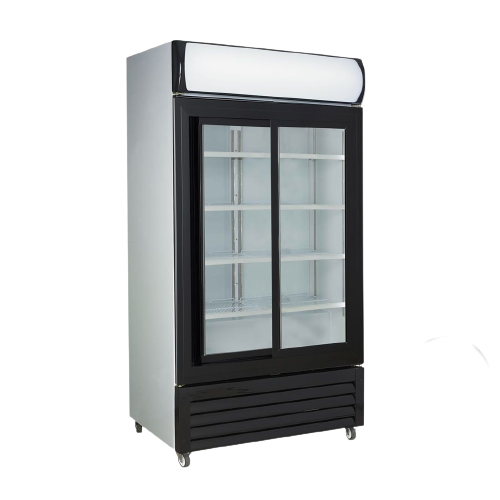 Large Black Sliding Two Glass Door Colourbond Upright Drink Fridge