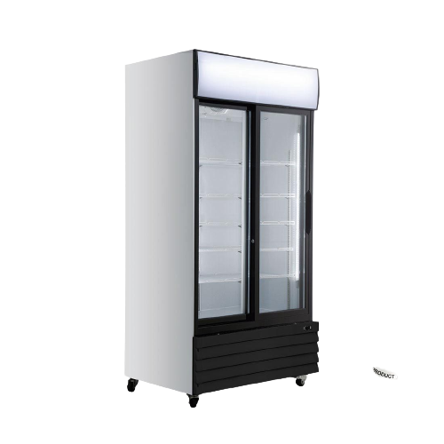 Large Two Glass Door Colourbond Upright Drink Fridge - Black - LG-1000BG