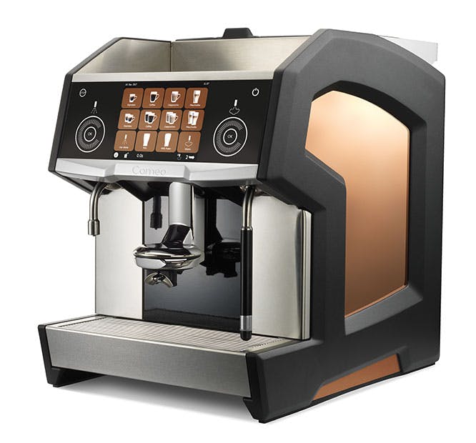 Eversys Cameo c'2m Earth office coffee machine side