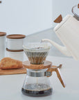 Hario V60 Glass Dripper - 02 - Olive Wood filter coffee
