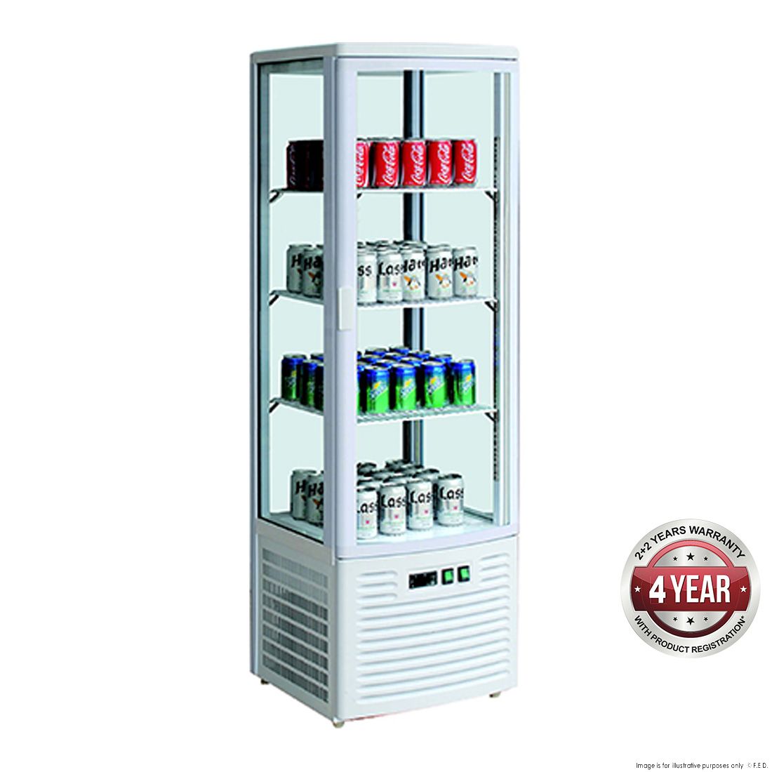 Four-sided Countertop Display Fridge Ivory-white - LSC235