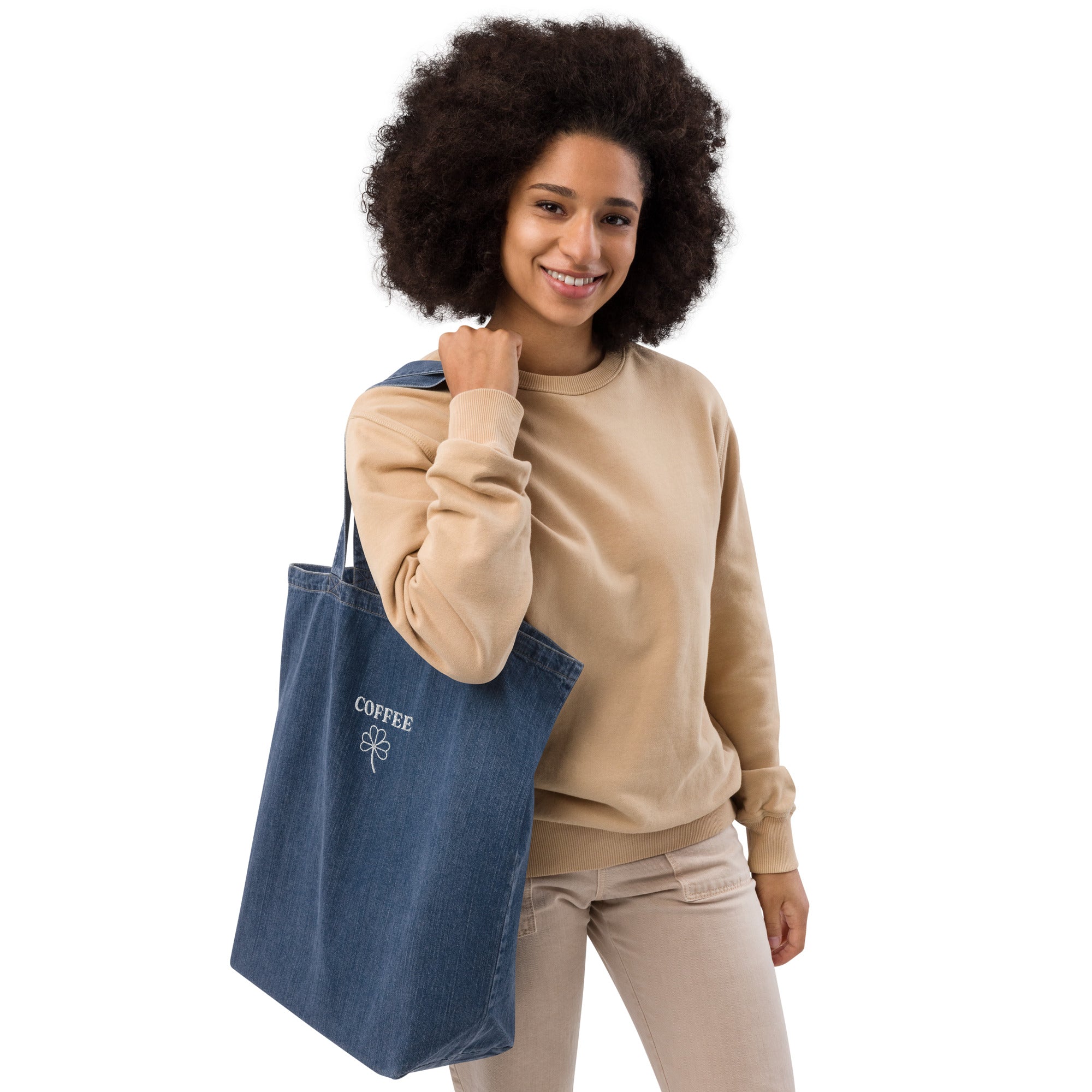 Coffee Organic denim tote bag