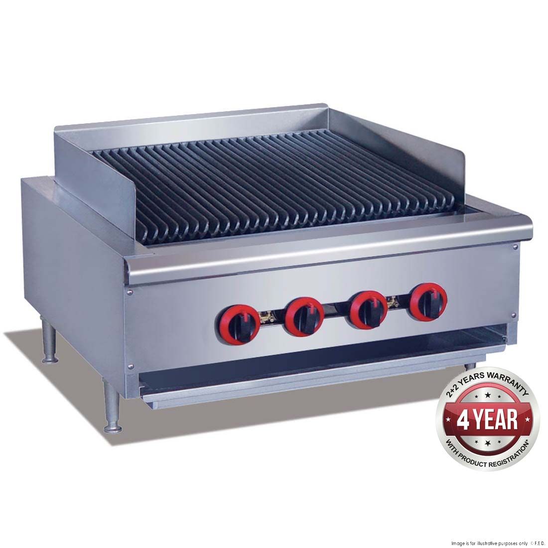 LPG Gas 4 Burner Char Grill Top - QR-24ELPG