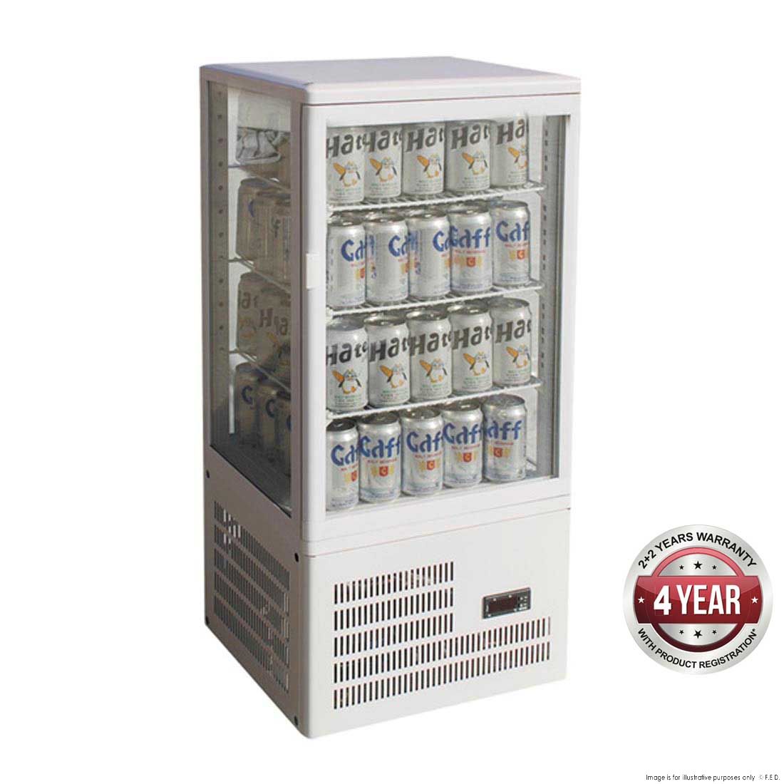 Four-Sided Countertop Display Fridge White