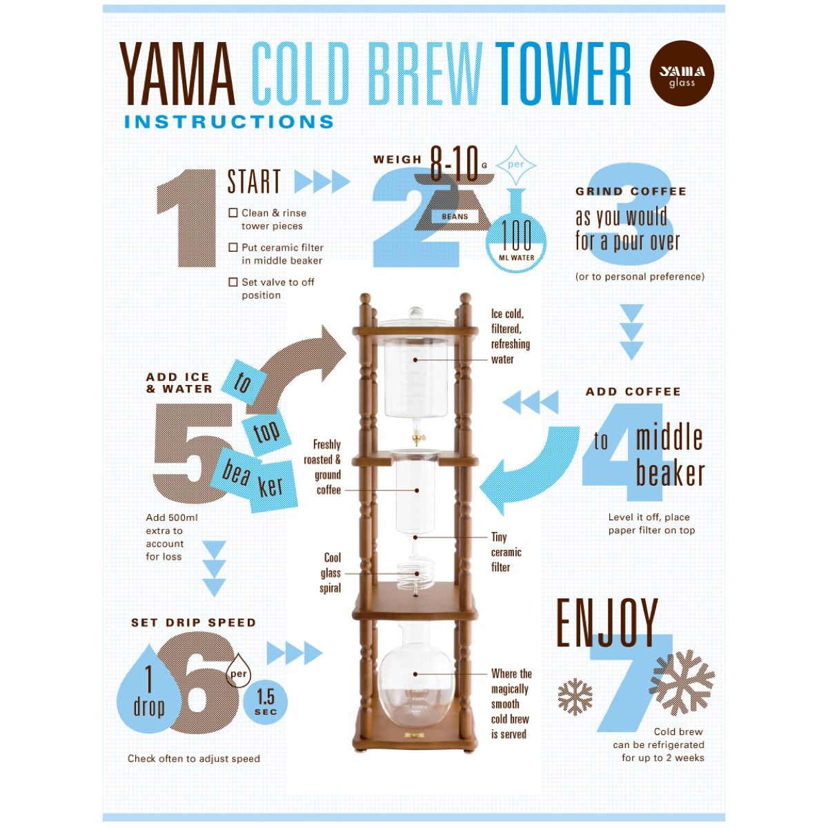 Yama Wood Cold Drip Coffee Tower - 6 to 8 Cup